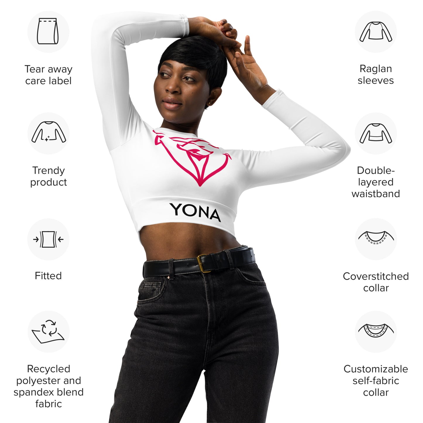 Recycled Logo long-sleeve crop top
